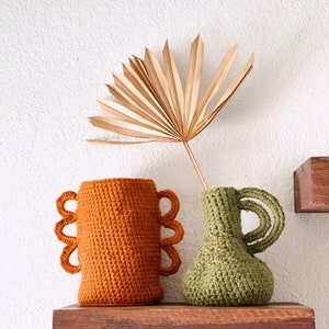 Crochet Vases with Handles / 3 Different Styles / Handmade Décor / Boho Style / Minimalist / Spring Decor image 4