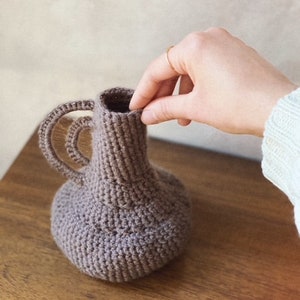Crochet Vases with Handles / 3 Different Styles / Handmade Décor / Boho Style / Minimalist / Spring Decor Taupe Arch Pitcher