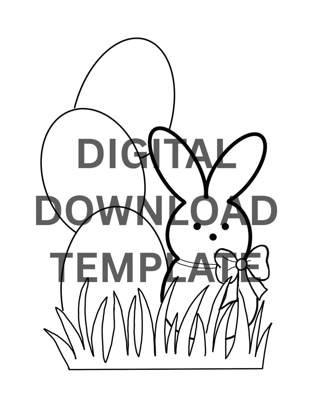 Easter Bunny Coloring Page | Easy Trace Template (digital Download) - Etsy
