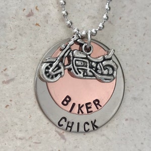 Hand Stamped Biker Chick Necklace image 2