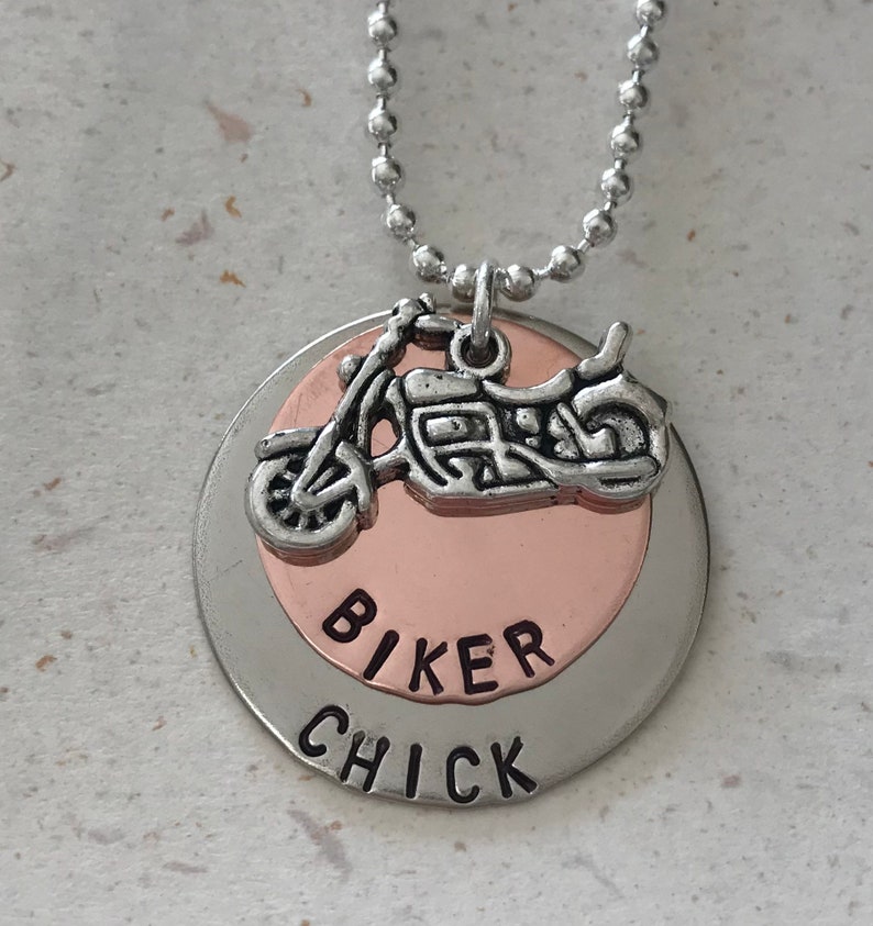 Hand Stamped Biker Chick Necklace image 4