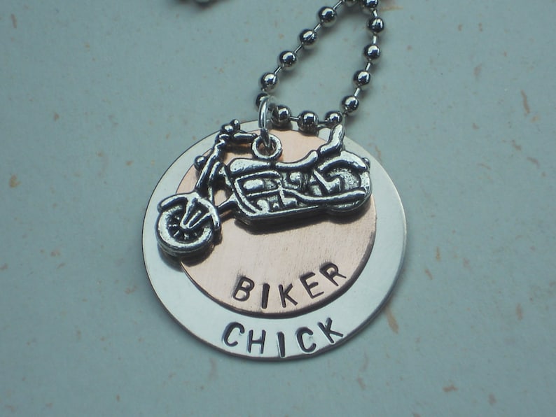 Hand Stamped Biker Chick Necklace image 3