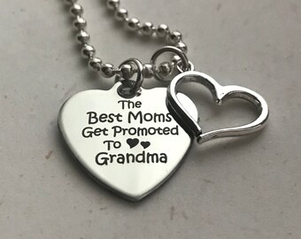 Best Moms get Promoted to Grandma Necklace