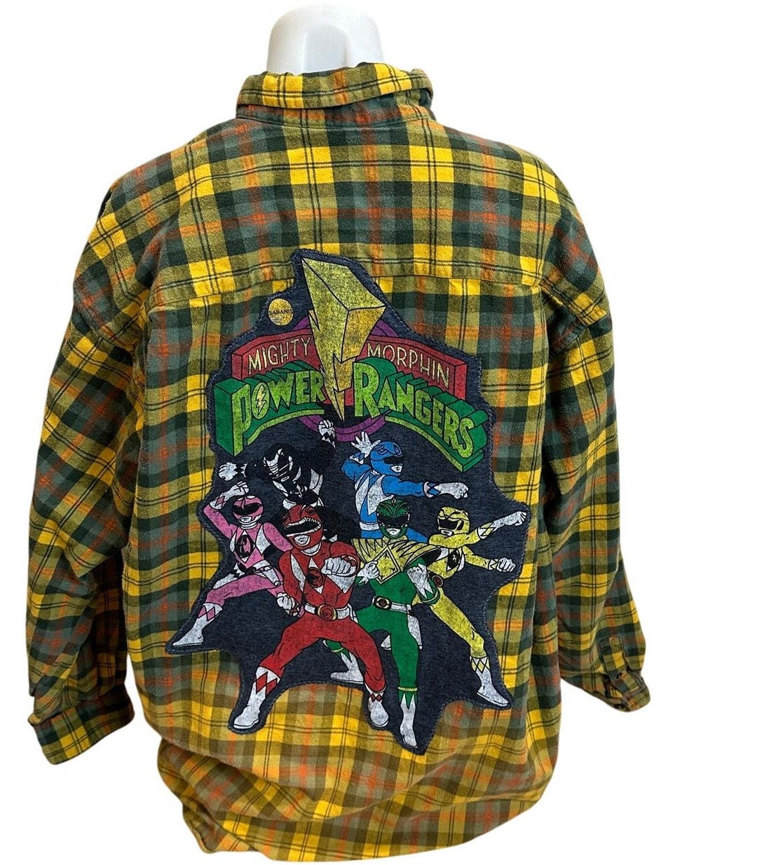 Mighty Morphin Power Rangers Plaid Flannel Shirt Shacket XL Oversized ...