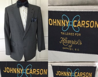 1970’s Johnny Carson Sport Coat, Johnny Carson suit jacket, Midcentury mens suit jackets, Here’s Johnny! Gray pin stripe jacket, Mens