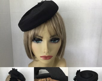 1930’ hat, black 30’s hat, depression era ladies hat, 1930;s ladies hats.black 30s hat