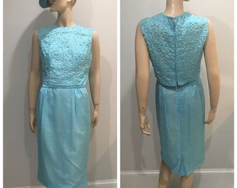1960s dress, Jackie K style sheath 60s dress, blue 1960s dress, 60s fashion, 60s style, midcentury dress, 60s blue cocktail dress, madmen