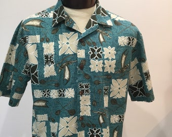 1960’s Hilo Hatties new old stock men’s Hawaiian shirt, midcentury Hawaiian shirt, 60s tiki shirt, Luau shirt from the 1960’s, island shirt,