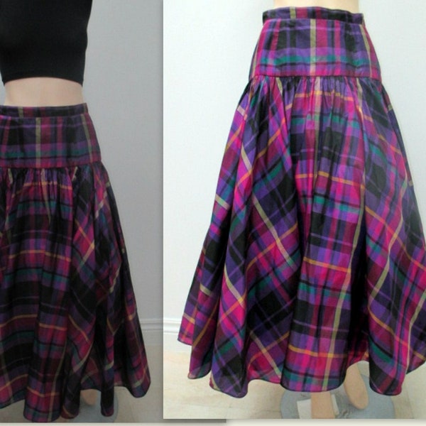 Plaid long evening skirt, AJ Bari skirt, 1980's evening skirt