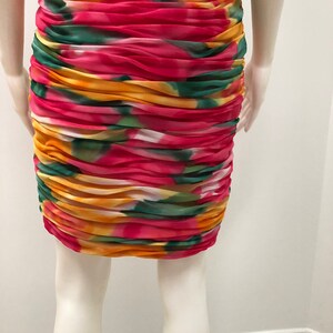 1980s VICTOR COSTA dress, colorful Victor Costa dress,Victor Costa Nan Duskin dress, 80s clothing, fancy dress, Ruched short prom dress, image 6