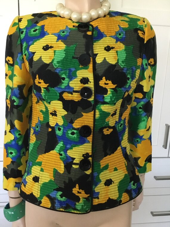 1990’s Colorful suit jacket top, Vintage Nina Ray… - image 10