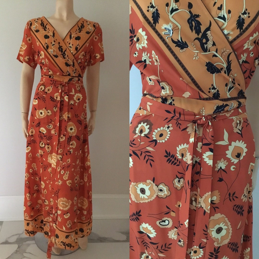 Miss Look Wrap Dress Large, Vintage Wrap Dress, Hostess Dress, Cottagecore, Volup Wrap Dress