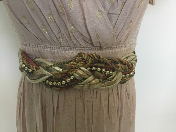 1980’s statement belt. Gold lame, bronze, copper … - image 8