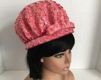 Barbie Pink midcentury bubble hat, 1960’s MOD hat, bubblegum pink summer hat, vintage 60’s hat