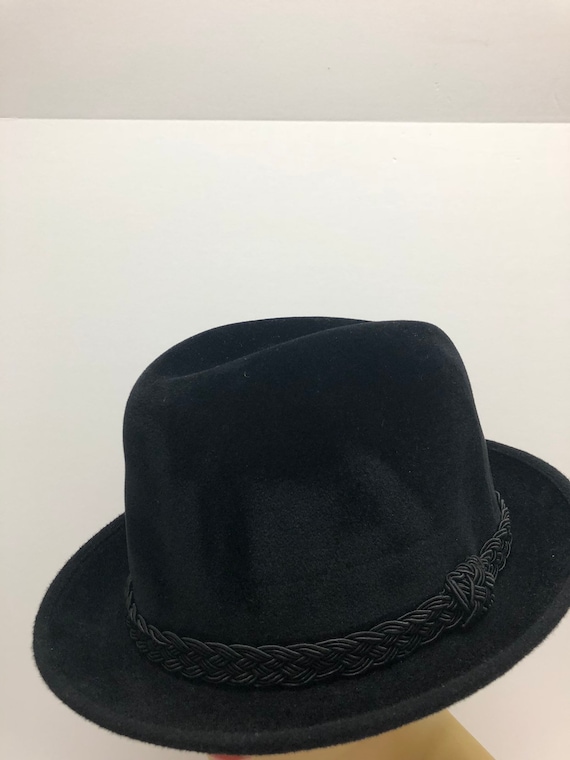 Bianchi black fedora hat, 1950s fedora, Black tril