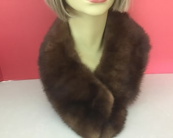 Midcentury mink fur collar, brown tones mink collar, sewing cup plies fur collar, collar for coats suit jacket, costume