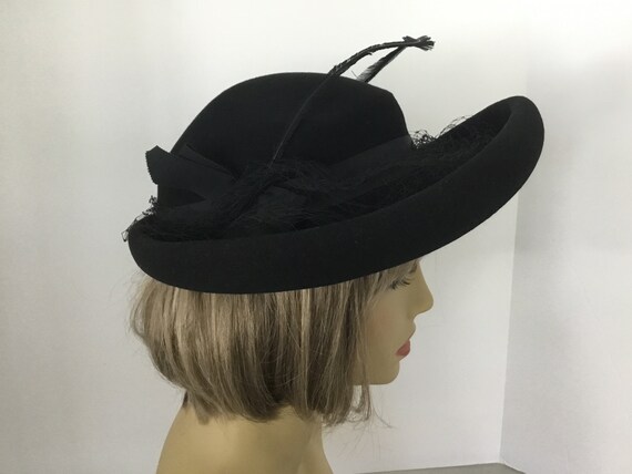 Vintage 1940-50’s Merrimac Hat Corp hat, black wo… - image 9