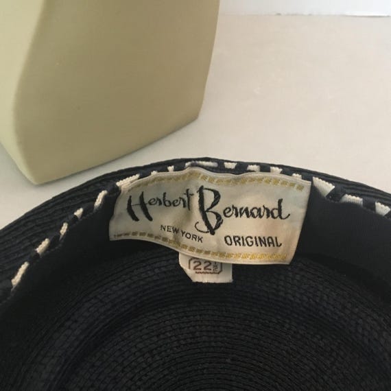 Herbert Bernard Original hat, 1960’s designer hat, Navy blue and white 1960’s hat, midcentury sailor style designer hat View 5