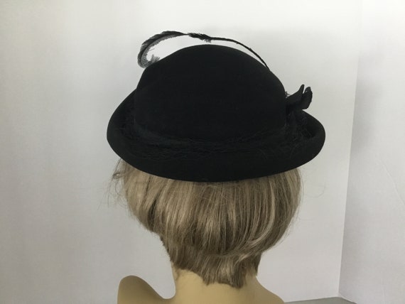 Vintage 1940-50’s Merrimac Hat Corp hat, black wo… - image 4