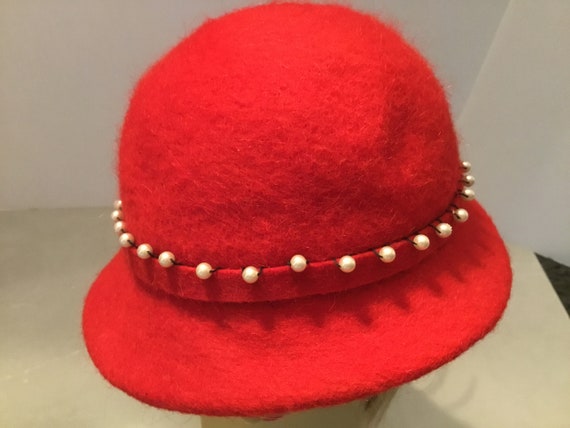 1940’s red wool hat,Neumann-Endler hat, midcentur… - image 3