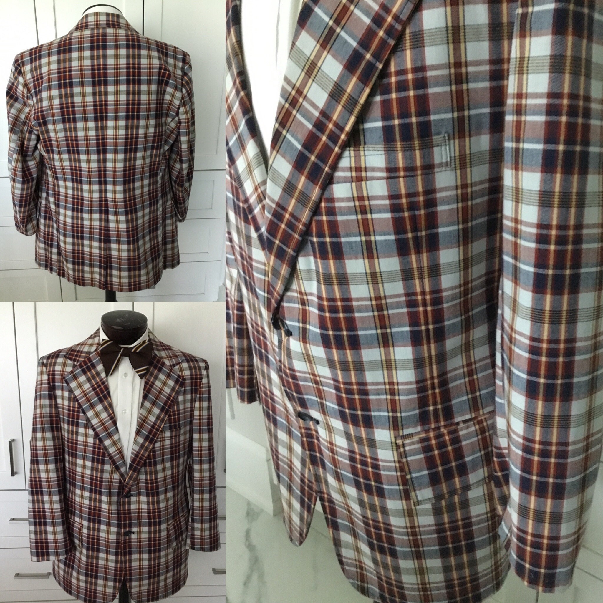 Madras Jacket, Haband, Paterson, NJ, 1970's Madras Sportcoat