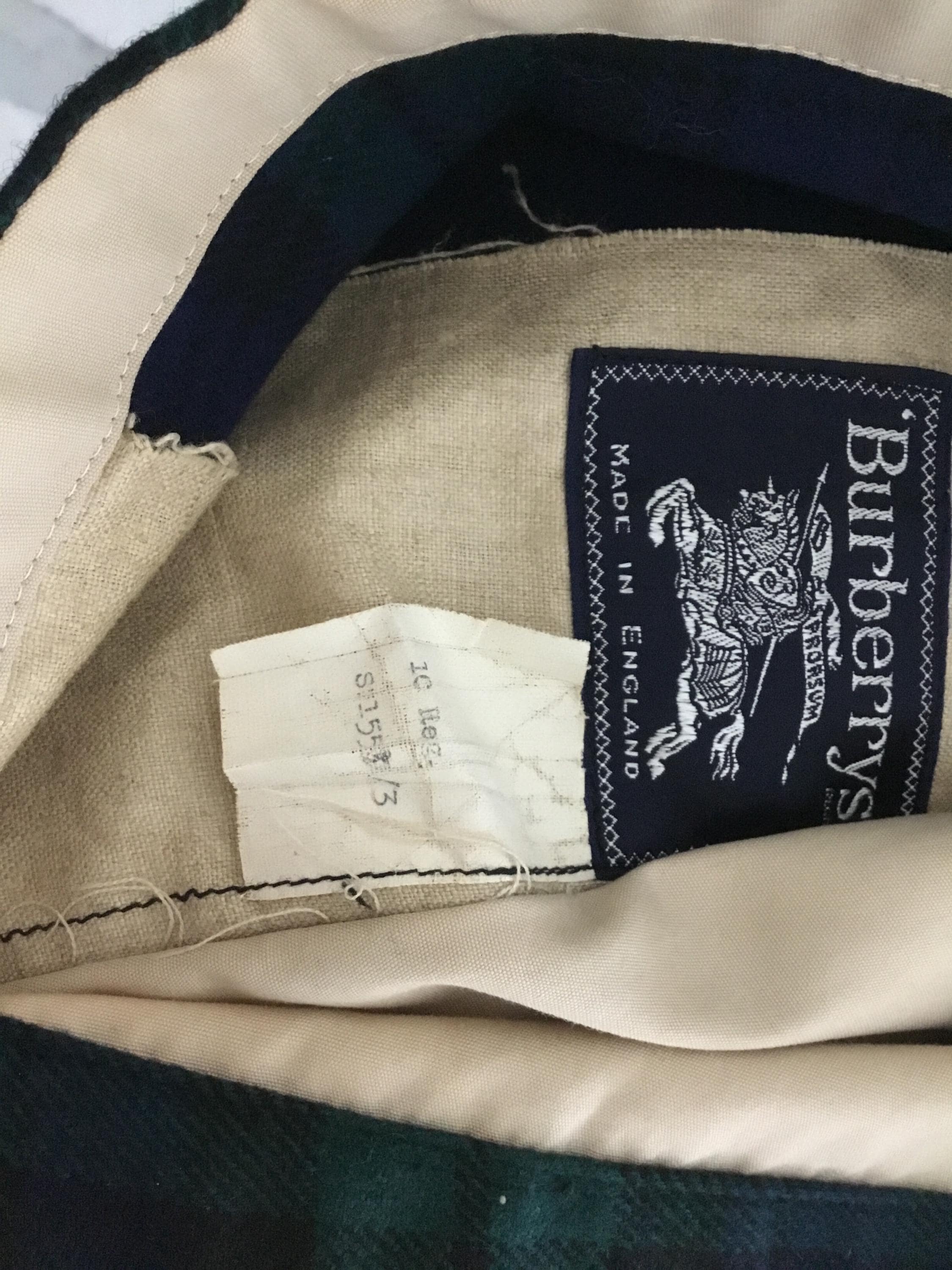 Burberry Vintage 1960's Blue and Green Checked Wool Plaid Cape