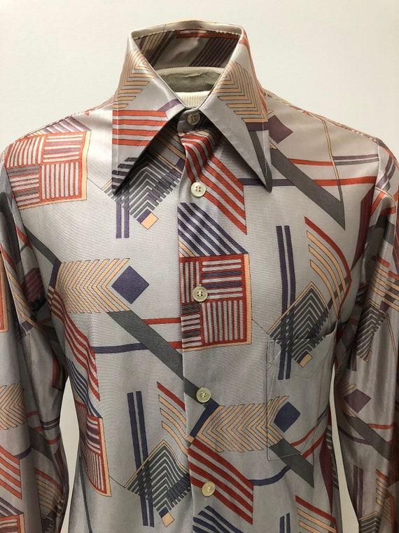 1970s Enro Shirt, MOD 70s Disco Shirt, Rockbily 70