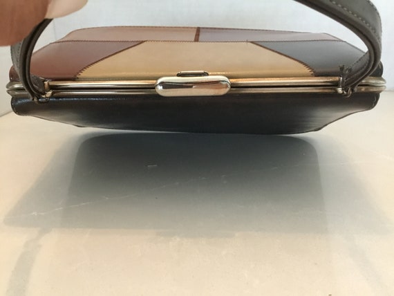 1960’s Colorblock patchwork handbag,simulated lea… - image 5