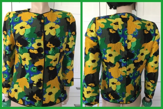 1990’s Colorful suit jacket top, Vintage Nina Ray… - image 1