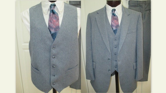 70's Business Suit 44 Long, 1970's Gray 3 piece su