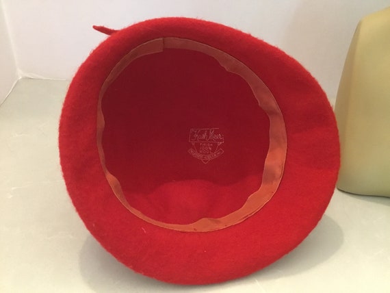 1940’s red wool hat,Neumann-Endler hat, midcentur… - image 6