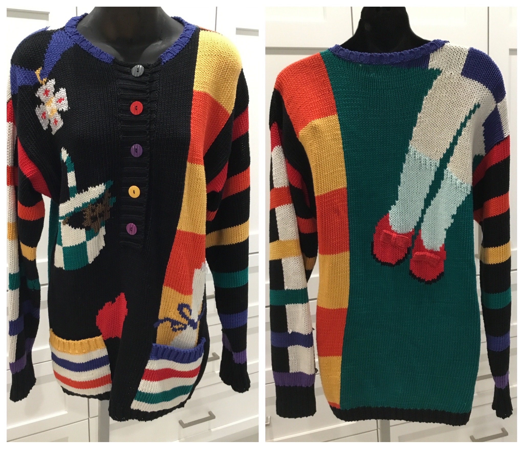 トップス ONE FIFTH/MY VINTAGE COLLEGE KNIT 1952 Cascading Hearts Jumper C. 1950s - Vintage Knitting Pattern