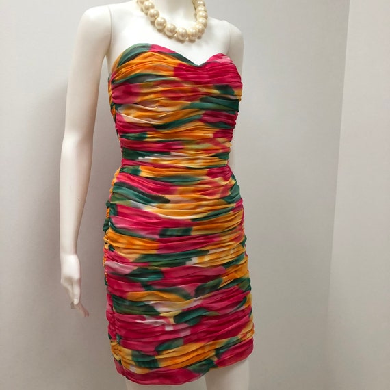 1980’s VICTOR COSTA dress, colorful Victor Costa … - image 5