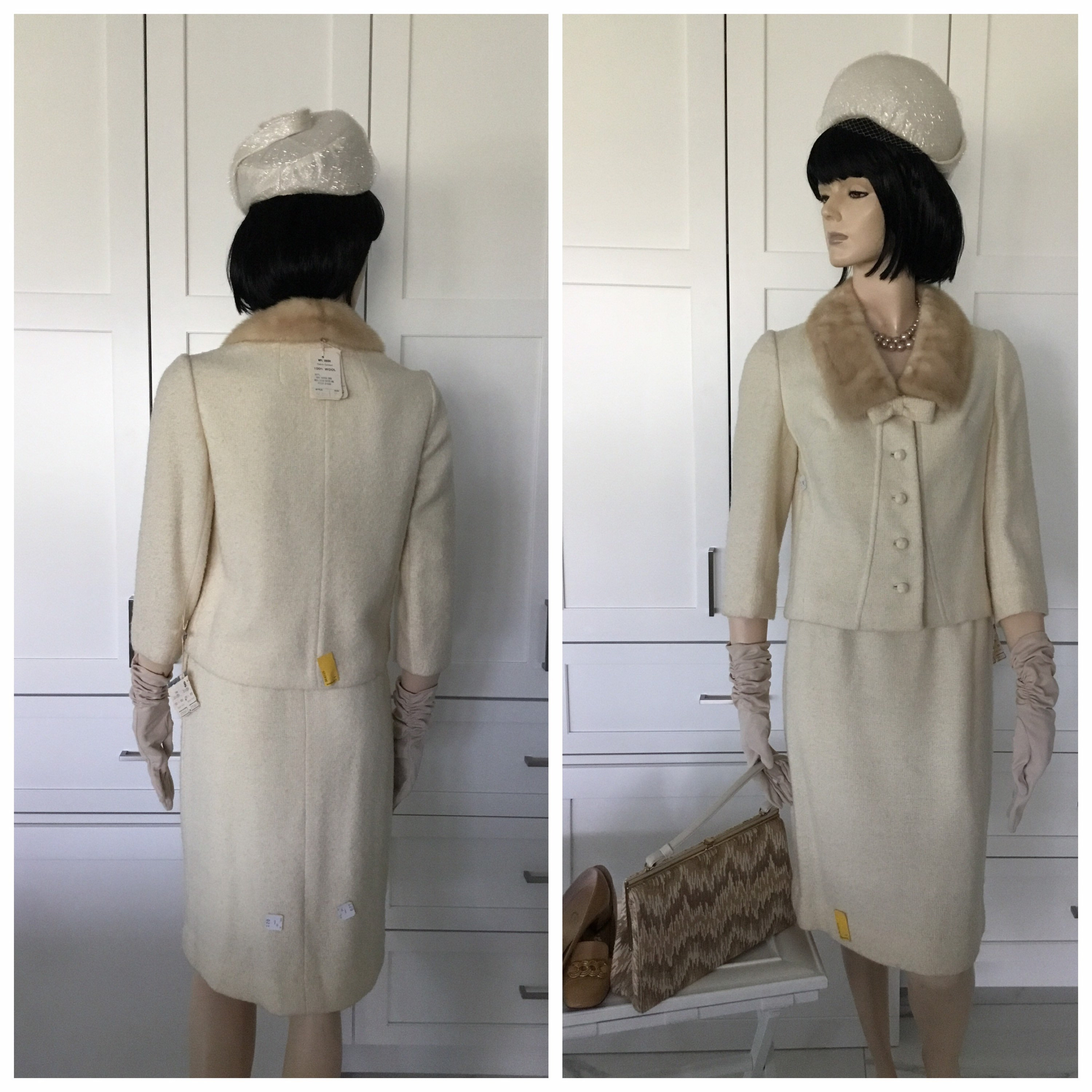 1960's Ivory Pillbox Hat, Hat Style Jackie Kennedy Wore