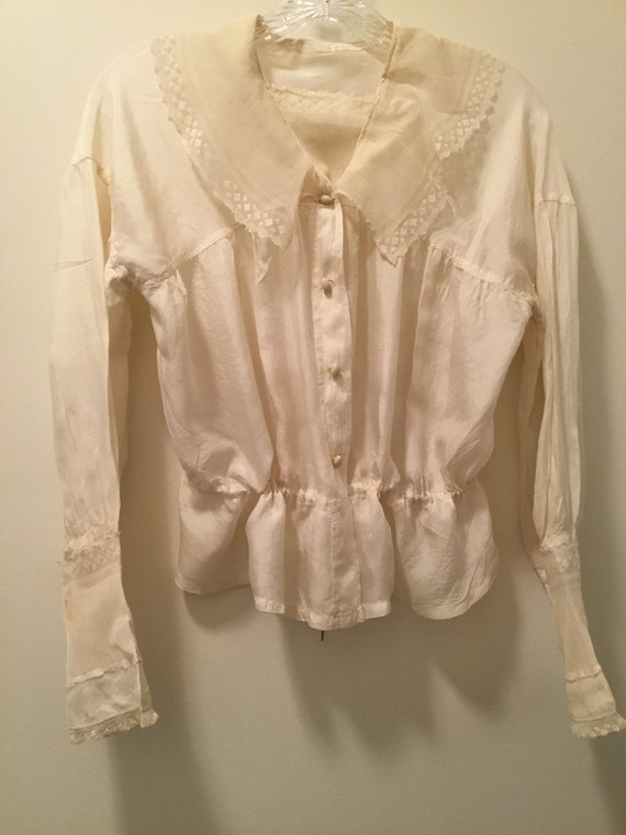 Edwardian/Victorian Blouse, Silk, Lace Antique blo