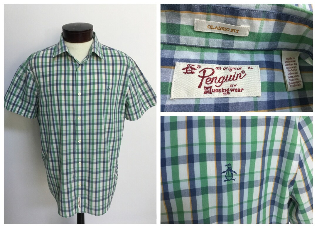Munsingwear - O.K Penguin by Musingwear Short Sleeve Plaid Button Down Shirt