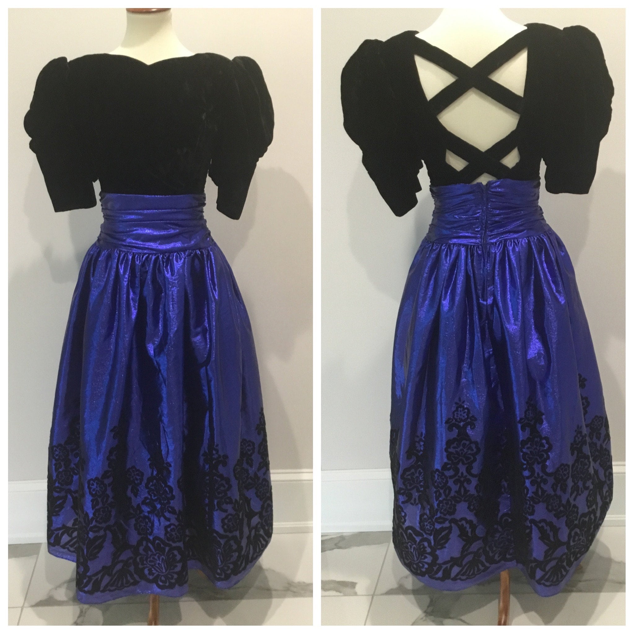 1980s Prom, Homecoming, Dress, Scottmcclintock Size 4 Black Velvet ...