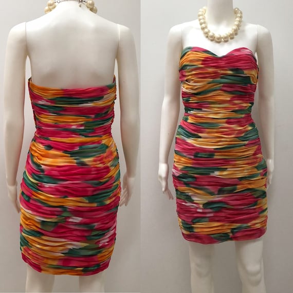 1980’s VICTOR COSTA dress, colorful Victor Costa … - image 1