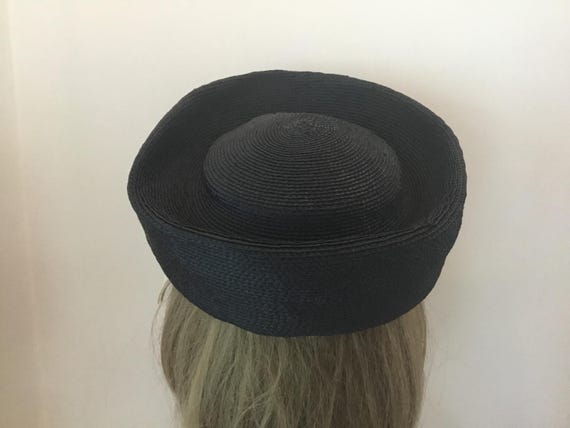 Herbert Bernard Original hat, 1960’s designer hat, Navy blue and white 1960’s hat, midcentury sailor style designer hat View 4