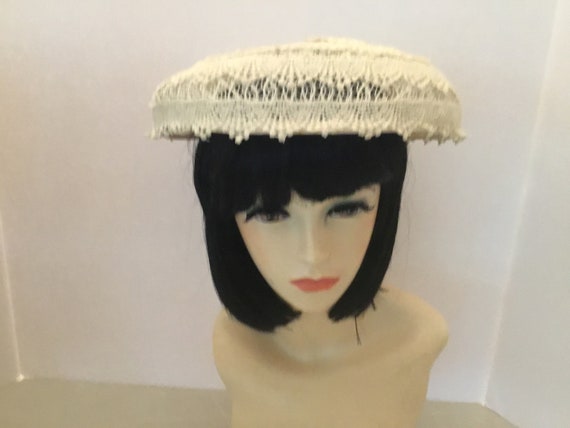 50-60s lampshade hat, ivory midcentury hat,unique… - image 2