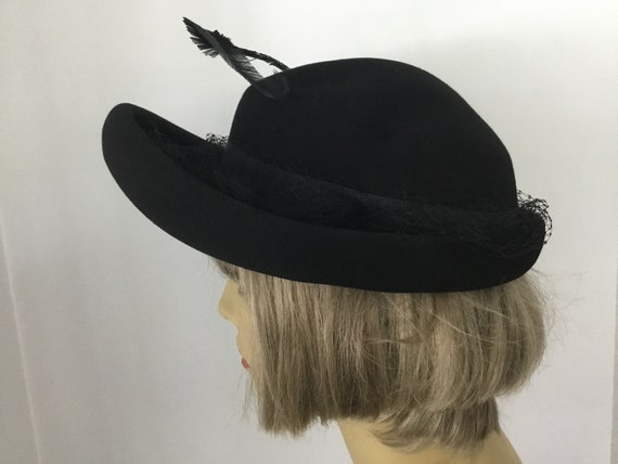 Vintage 1940-50’s Merrimac Hat Corp hat, black wo… - image 3