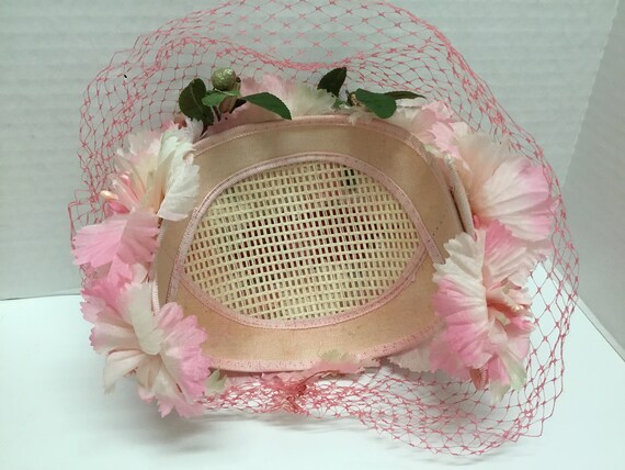 1960s Pink Floral hat, Midcentury hat, 60’s pink … - image 6
