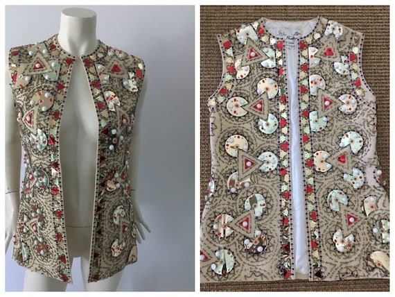 RARE Lilli Ann Boutique beaded vest, Mod 1960s’ L… - image 1