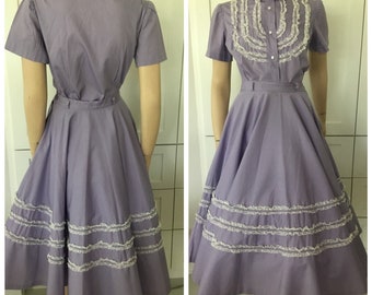 1950’s swing skirt and blouse, Lilac circle skirt and matching blouse, midcentury swing clothing, 50-60’s full skirt, size small 1950’s