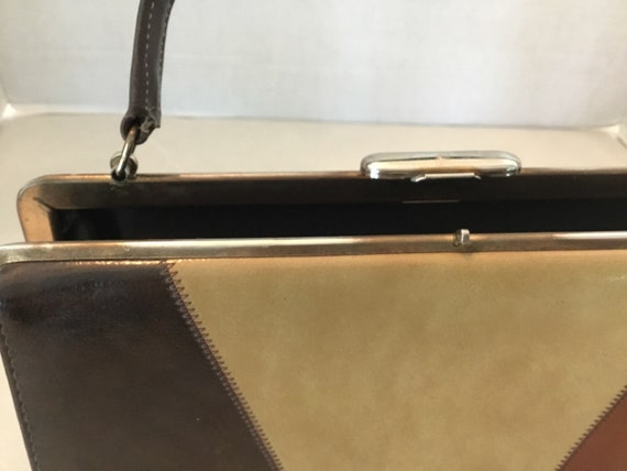 1960’s Colorblock patchwork handbag,simulated lea… - image 8