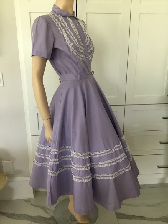 1950’s swing skirt and blouse, Lilac circle skirt… - image 8