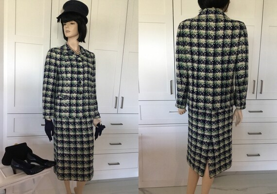 70s tweed top skirt suit