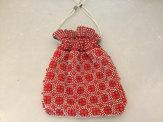 1960-70’s Candy Dot reversible drawstring handbag… - image 4