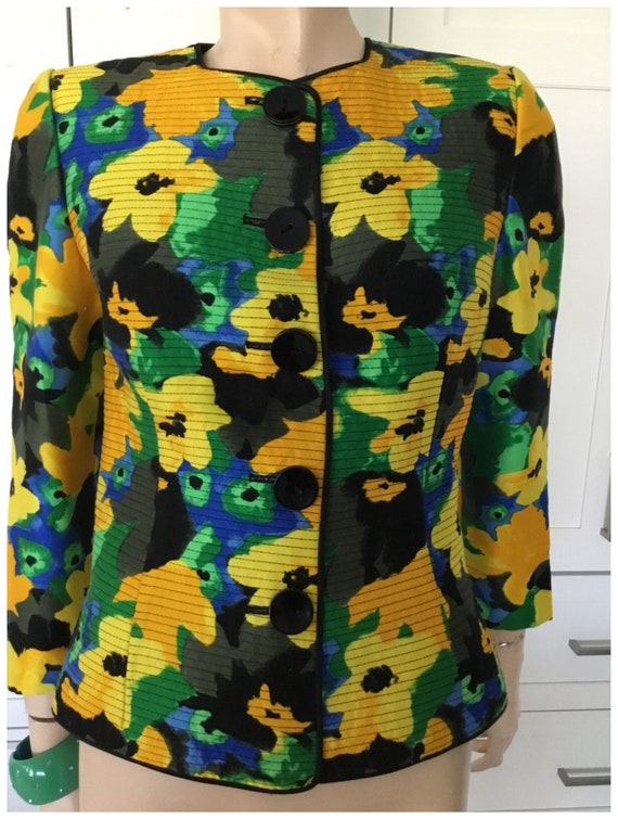1990’s Colorful suit jacket top, Vintage Nina Ray… - image 3