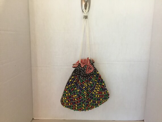 1960-70’s Candy Dot reversible drawstring handbag… - image 3